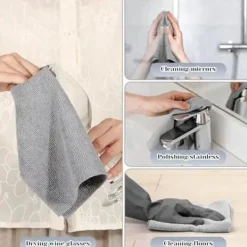 Återanvändbara Rengöringsdukar Hushålls Mikrofiber Handduksrullar Disktrasor Tvätta Pappershandduksersättning Grå