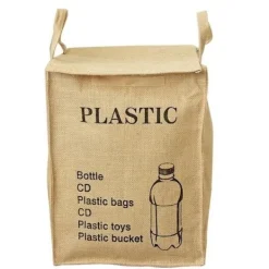 Discount ECLshop Återvinningskasse av juteväv, sopsäckar för hem, kök, kontor, avfallsorganisatör (PLAST)