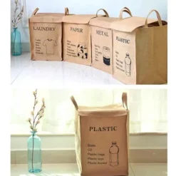 Discount ECLshop Återvinningskasse av juteväv, sopsäckar för hem, kök, kontor, avfallsorganisatör (PLAST)