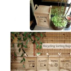 Discount ECLshop Återvinningskasse av juteväv, sopsäckar för hem, kök, kontor, avfallsorganisatör (PLAST)