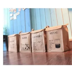 Discount ECLshop Återvinningskasse av juteväv, sopsäckar för hem, kök, kontor, avfallsorganisatör (PLAST)