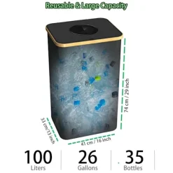 Discount Återvinningskärl för hushållsbruk inomhus, Stor 100L (26 gallon) återvinningskärl med avtagbart lock, återanvändbart