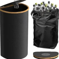Online Återvinningskärl Kompatibel med Kök, Återvinningskärl med 1 Avtagbar och Återanvändbar Innerpåse, Stor Återvinningskärl med Lock Kompatibel med Flaska | Fyndiq Black