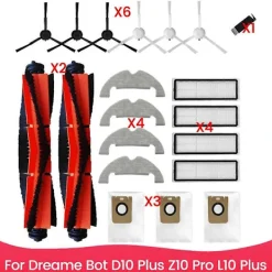 Outlet Tillbehörssats Ersättningsdelar för Robotdammsugare D10 Plus Z10 Pro L10 Plus Huvudborste Sidoborste Hepa Filter Mopp