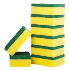 Best Tjock skrubbsvamp, dubbelsidig disk- och rengöringssvamp för kök, badrum och hemstädning (8 st, gul-grön)