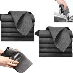 Outlet Tjockare Magisk Rengöringsduk, 10 st Återanvändbara Mikrofiber Rengöringsdukar, Randfri Magisk Mikrofiberduk för Fönster, Glas, Bil