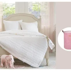 Discount Tjockvikbar hopfällbar rund tvättkorg, bomull (rosa) KLB