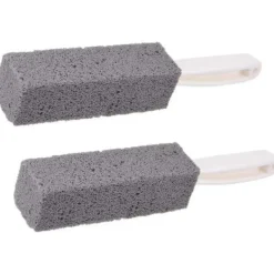 Discount Toalett Badrum Rengöring Pimpsten Rostfritt Stål Fin Sandborste med Handtag (2-pack)_yux