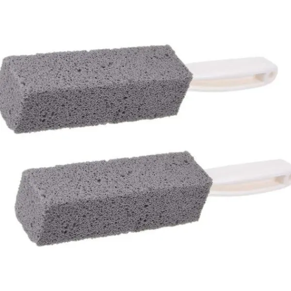 Discount Toalett Badrum Rengöring Pimpsten Rostfritt Stål Fin Sandborste med Handtag (2-pack)_yux