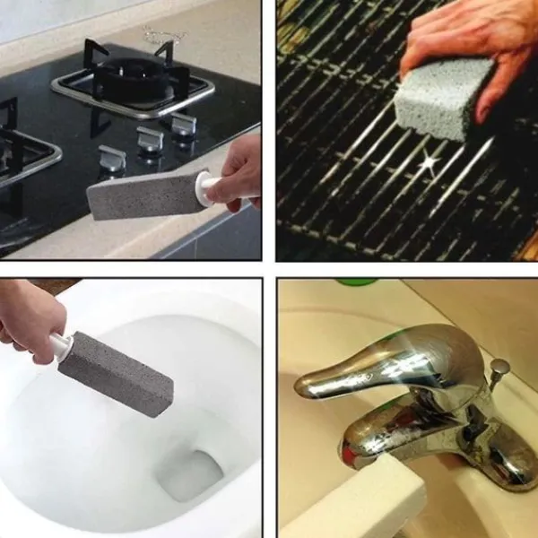 Discount Toalett Badrum Rengöring Pimpsten Rostfritt Stål Fin Sandborste med Handtag (2-pack)_yux