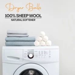 Torkbollar 100% Naturliga Ullbollar för Tvätt - Sköljmedel Återanvändbara Torkbollar Hypoallergena Miljövänliga Pack of 2