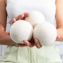 Torkbollar 100% Naturliga Ullbollar för Tvätt - Sköljmedel Återanvändbara Torkbollar Hypoallergena Miljövänliga Pack of 2