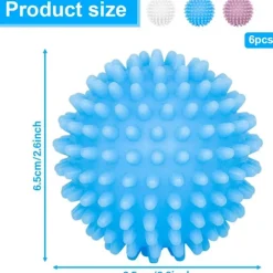 Clearance Torkbollar, 6 st Blå Tvättbollar, Torktumlare Bollar Återanvändbar Mjukgörare Boll för Kläder Mindre Statisk Vidhäftning (3 Färger)