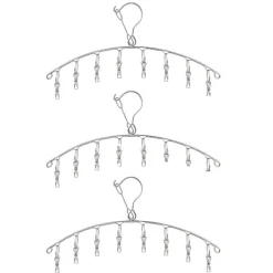 Torkklämma i rostfritt stål, 3-pack, med 8 klämmor för strumpor, Un