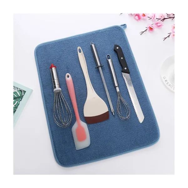 New unbranded Torkmatta Återanvändbar Värmebeständig Halkskydd Absorberande Bordstablett Avloppstorkningsplatta Köksverktyg för Matsal-30*40cm Blå unikt värde