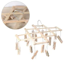 Sale Torkställning i bambu för kläder, torkställning för underkläder, torkställning för strumpor, hängande torkställning i bambu 42*18cm