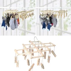 Sale Torkställning i bambu för kläder, torkställning för underkläder, torkställning för strumpor, hängande torkställning i bambu 42*18cm