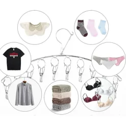 Best Torkställning, strumphängare med 10 klämmor, 2-pack rostfria hängare för torkning av strumpor, babykläder