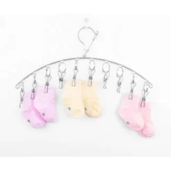 Best Torkställning, strumphängare med 10 klämmor, 2-pack rostfria hängare för torkning av strumpor, babykläder