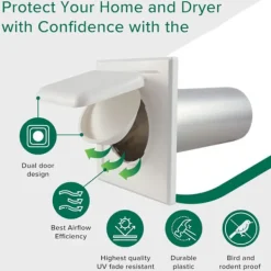 Best Torktumlare Ventilationsskydd Dubbeldörr Torktumlare Ventilationsgaller Väderbeständig Effektiv Ventilation Utomhus Torktumlare Ventilationsskydd för Badrum Källare 220mmx190mmx20mm | Fyndiq White