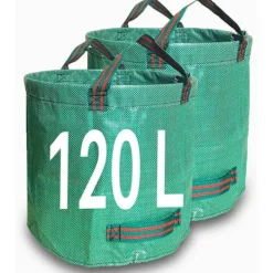 Trädgårdsavfallspåsar 120L x 2 Kraftiga trädgårdspåsar, återanvändbara trädgårdssäckar med handtag, idealiska för att samla trädgårdsavfall, växtavfall, gräs och löv 120L | Fyndiq