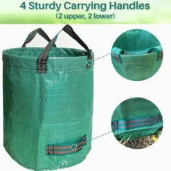 Trädgårdsavfallspåsar 120L x 2 Kraftiga trädgårdspåsar, återanvändbara trädgårdssäckar med handtag, idealiska för att samla trädgårdsavfall, växtavfall, gräs och löv 120L | Fyndiq