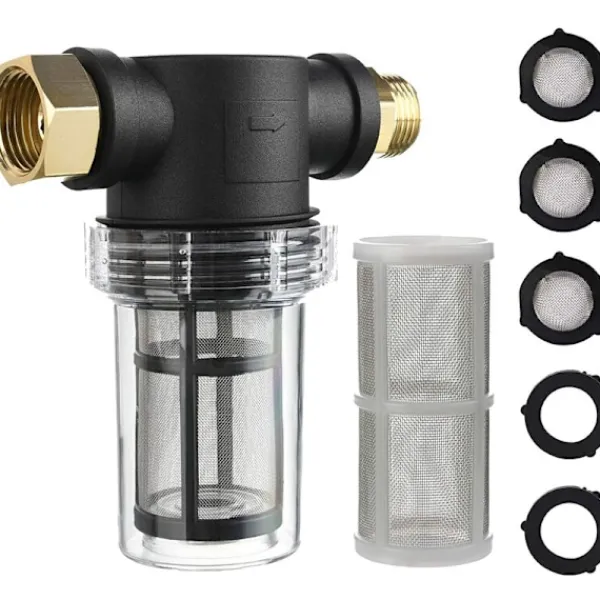 Trädgårdsslangfilter för högtryckstvättens vatteninlopp, sedimentfilter, 40 mesh sil, extra 100 mesh