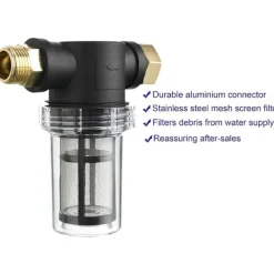 Trädgårdsslangfilter för högtryckstvättens vatteninlopp, sedimentfilter, 40 mesh sil, extra 100 mesh