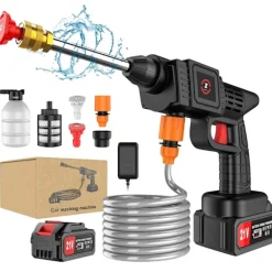 Outlet OEM Trådlös Högtryckstvätt för Bil, 21V Spänning, 50BAR-80BAR Vattentryck, 7-10 M Sprutavstånd,Batteridriven, 30000mah -1 Batteri