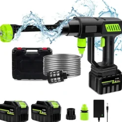 New OEM Trådlös Högtryckstvätt, 1000W Effekt, 980psi Tryck, 6-i-1 Munstycken,2 Batteri, Elektrisk