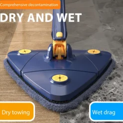 Online Triangel Mopp 360° Roterbar Justerbar Mopp för Golv, Vägg, Fönster, Tak, Sprickor, Hörn, Våt & Torr Rengöring, Vit