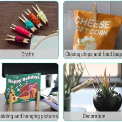 Hot AIZHENCHEN Träklädnypor, stora, naturträ, 100-pack, 5,8 cm, rostfria, för klassrum och pyssel