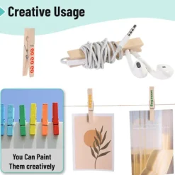 Hot AIZHENCHEN Träklädnypor, stora, naturträ, 100-pack, 5,8 cm, rostfria, för klassrum och pyssel