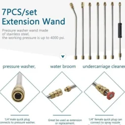 Hot Trycktvätt Förlängningsstav Kit med 5 Munstycksspetsar, 10 Läcksäkra Ringar, 4000 PSI