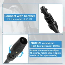 Sale Trycktvättarspistol, 150Bar Pistolsats för Karcher k2 k3 k4 k5 k6 k7 Trycktvättartillbehör med Justerbart Munstycke KLB