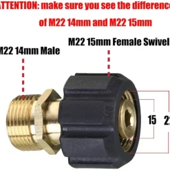 Best Trycktvättskoppling M22 15mm 2# M22 15mm Hon till M22 14mm Hane