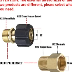 Best Trycktvättskoppling M22 15mm 2# M22 15mm Hon till M22 14mm Hane