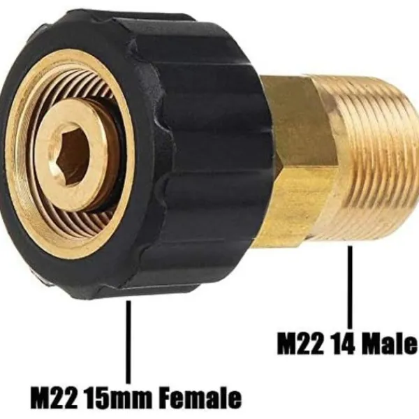 Online Trycktvättslanganslutningar, M22 x 15mm hona till M22 x 14mm hane snabbkoppling trycktvättsadapter