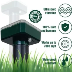 New TS-Set med 2 solcellsdrivna mullvadsavskräckare – Ormavskräckare - Väderbeständig för Mullvad, Orm, Sork, Gopher och Andra Djur NPTER