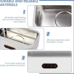 New ECLshop TTLIFE Ultraljudstvätt, 400 ml Ultraljudsrengörare för Smycken Glasögon, 45000Hz Rengöringsmaskin, 4 Lägen