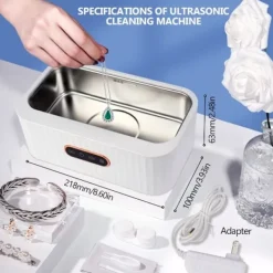 New ECLshop TTLIFE Ultraljudstvätt, 400 ml Ultraljudsrengörare för Smycken Glasögon, 45000Hz Rengöringsmaskin, 4 Lägen