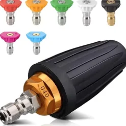 Clearance Turbo Munstycke för Högtryckstvättar, Roterande Munstycke och 7 Munstycken, 1/4' Snabbkoppling, 4000 Psi, Svart