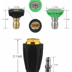 Hot Turbo Munstycke för Högtryckstvätt, Roterande Munstycke och 7 Munstycken, 1/4' Snabbkoppling, 4000 Psi, Jet Kit för Högtryckstvätt, Högtrycksrotator, Svart | Fyndiq