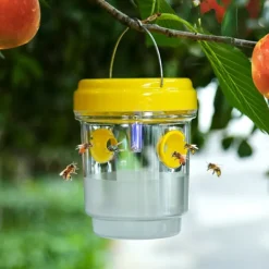Hot Två stycken solcellsdrivna fruktflugfällor fångare trädgårdsbifällor insektsfällor insektsfruktflugfällor yellow
