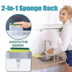 Clearance Tvålpump Dispenser Svamp Hållare 2 i 1, Diskmedel Tvålpump Dispenser Box, Tvålpump Dispenser, Spo