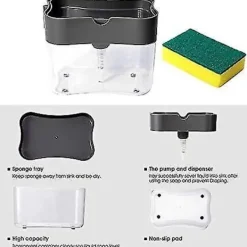 Clearance Tvålpump Dispenser Svamp Hållare 2 i 1, Diskmedel Tvålpump Dispenser Box, Tvålpump Dispenser, Spo