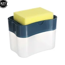 Best AquaForge Tvålpump med Svamphållare Rengöring Vätskepump Behållare Manuell Press Hem Badrum Kökstillbehör Blue