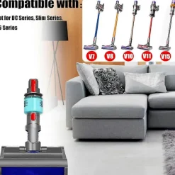 unbranded Tvättborste för V7 V8 V10 V11 V15 Elektrisk Mopp Våt och Torr med Grönt Ljus Rengör och Torkar Hårt