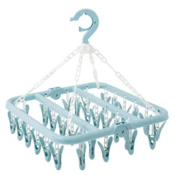 Online Tvätthängare med 32 klämmor Vikbar tvätt Klädnypa Torkställ för strumpor Underkläder BH:ar ScarfBlå