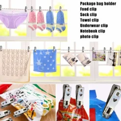 Sale Tvättklämmor, Klädnypor i rostfritt stål 80 stycken Multifunktionella metallklämmor för kläder strumpor pappersdokument snacks förseglingar